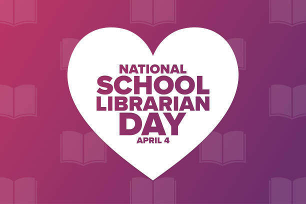 National School Librarian Day. April 4. Holiday concept. Template for background, banner, card, poster with text inscription. Vector EPS10 illustration. National School Librarian Day. April 4. Holiday concept. Template for background, banner, card, poster with text inscription. Vector EPS10 illustration librarian stock illustrations