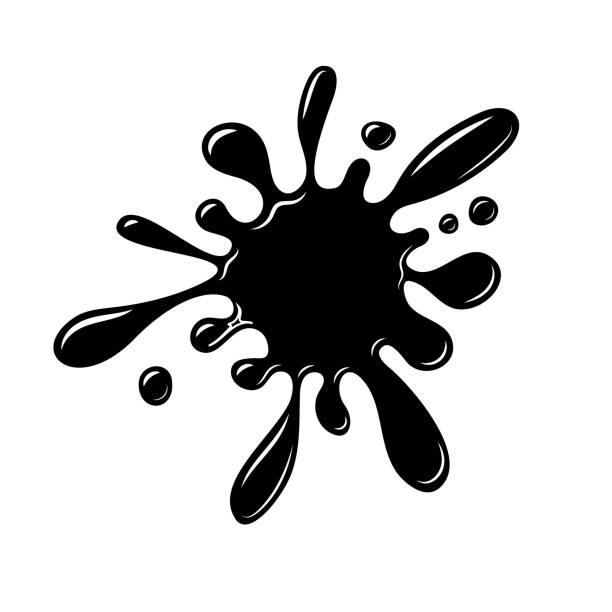 Black Ink Blob Splash Slime Isolated On White Background Stock Illustration  - Download Image Now - iStock