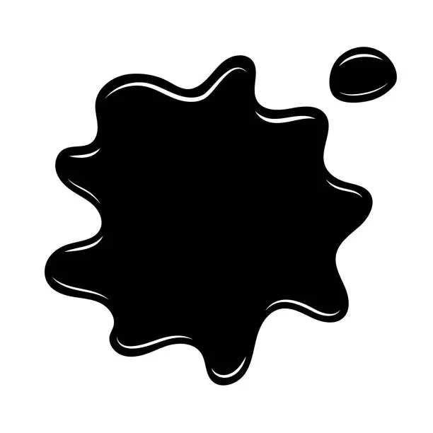 Vector illustration of Black ink blob splash. Slime isolated on white background.