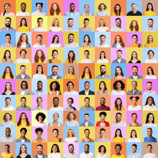 Mosaic Of Many Cheerful People Faces In Square Collage Mosaic Of Many Cheerful Faces In Square Collage. Happy Successful Multicultural People Portraits Of Smiling Females And Males On Colorful Studio Backgrounds. Diversity Concept human face photos stock pictures, royalty-free photos & images