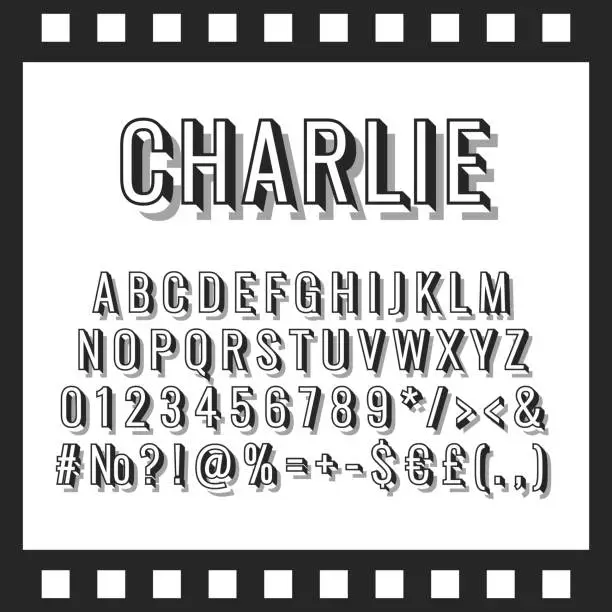 Vector illustration of Charlie vintage 3d vector alphabet set