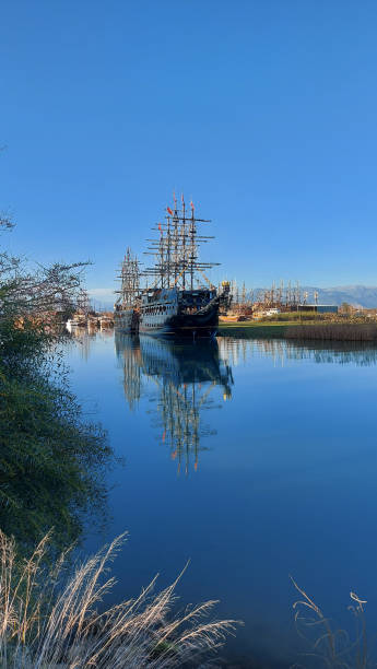 istock Touristic sailing boat on the river. 1307934374