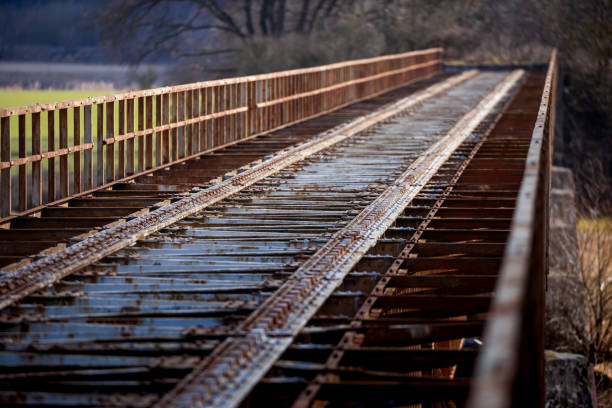 istock A closed railway bridge in Skwierzyna. Close-ups on the bridge structure. 1307934954