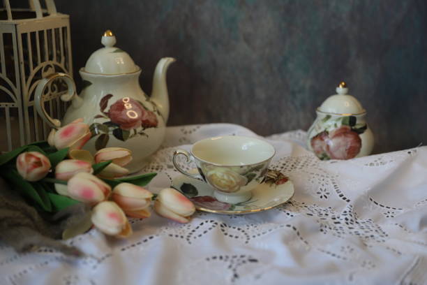 istock Tea service concept with vintage details 1307937394