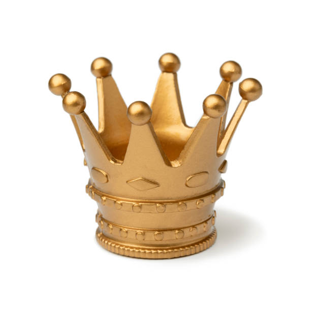 istock Golden toy crown isolated on white background 1307938385