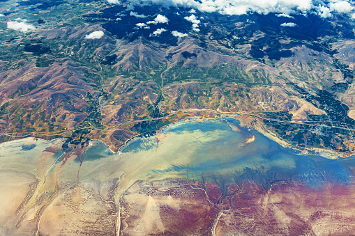 Aerial View of the Salt Lake Urmia in Iran,Asia,Nikon D3x