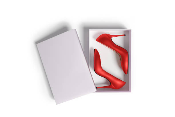 istock Box with red womam shoes - 3d illustration 1307940544