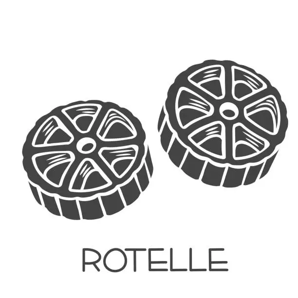 Vector illustration of Rotelle pasta glyph icon