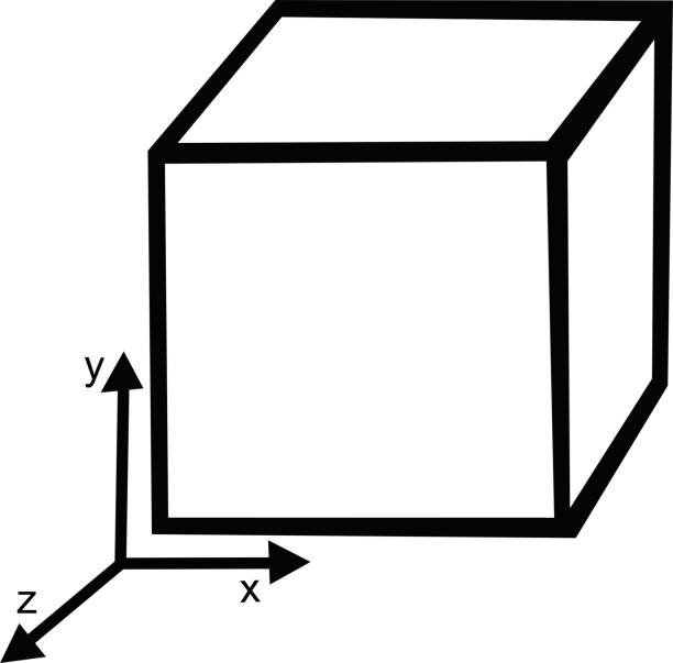 векторная иллюстрация куба и декартового стержня оси - axis powers stock illustrations