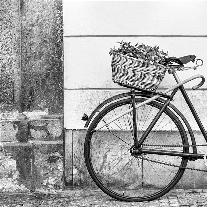 Vintage bicycle, parked in the old quarter of the city