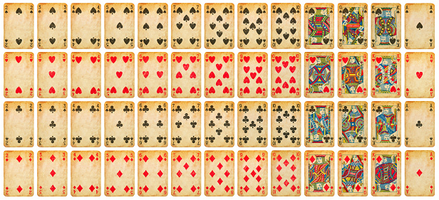 Vintage playing cards full deck - isolated
