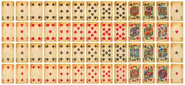 Vintage playing cards full deck - isolated Vintage playing cards full deck - isolated playful set stock pictures, royalty-free photos & images