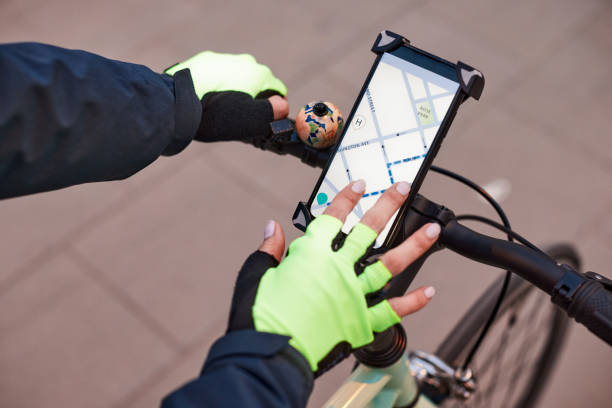 istock Close-up view a a phone with a GPS app. 1307965076