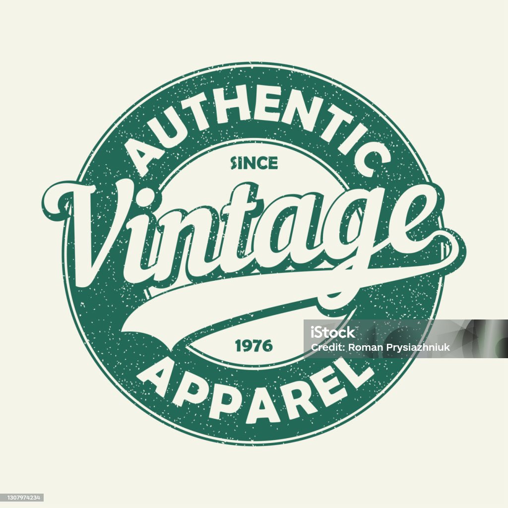 Vintage authentic apparel typography. Grunge print for original t-shirt design. Graphics badge for retro clothes. Vector illustration. Logo stock vector