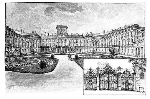 Illustration of a Esterháza is a palace in Fertőd, Hungary, built by Prince Nikolaus Esterházy. Sometimes called the 