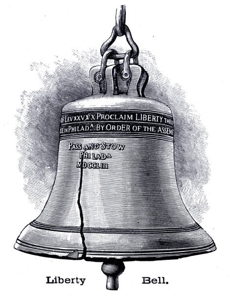 гравюра колокола свободы 1896 - liberty bell stock illustrations