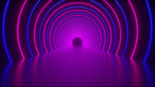 istock 3d render of circle neon tunnel. Abstract background from round arcade. Computer generated a virtual road 1307986164