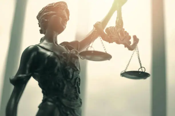 The Statue of Justice symbol, legal law concept image