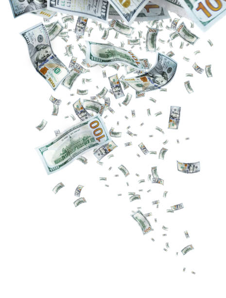 istock Conceptual falling large group of money over white 1307993805