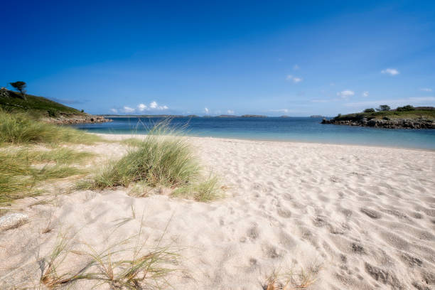 Pelistry beach on St Mary's Isles of Scilly Summer beach scene isles of scilly stock pictures, royalty-free photos & images