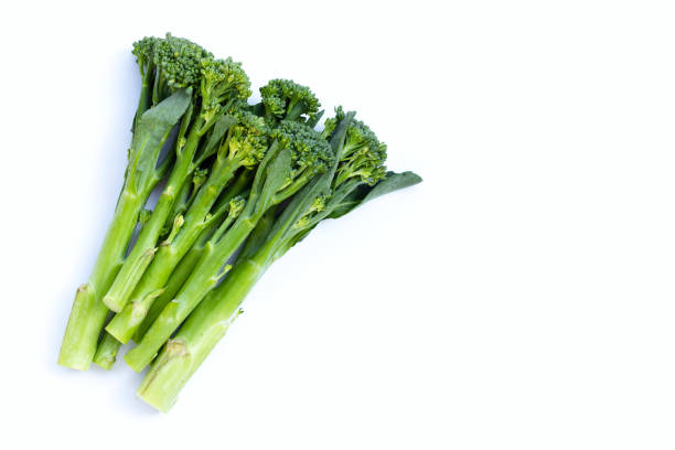 istock Green baby broccoli cabbage on white background. 1307999451