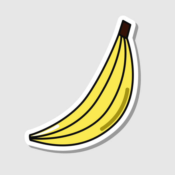 Vector banana sticker in cartoon style. Isolated fruit vector art illustration