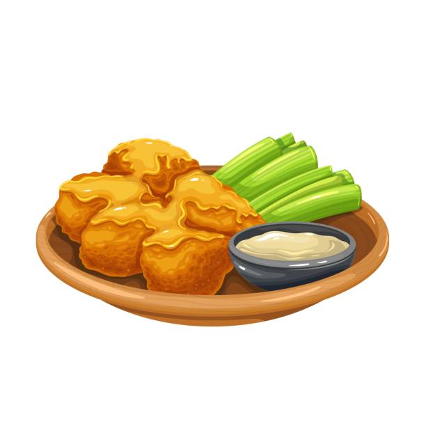 버팔로 윙스 아이콘 - chicken meat food chicken wing stock illustrations