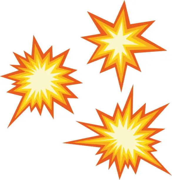 Vector illustration of Vector illustration of emoticons of an explosive collision
