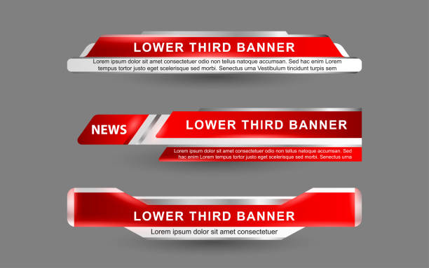 Set collection vector of Broadcast News Lower Thirds Template layout design banner for bar Headline news title, sport game in Television, Video and Media Channel web radio stock illustrations
