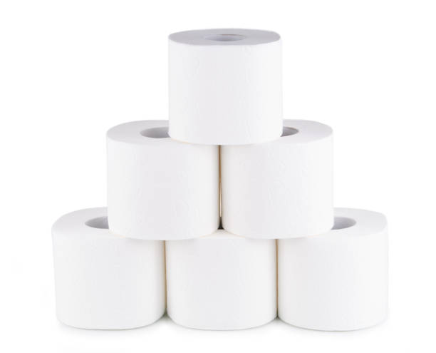istock Toilet paper roll isolated on white background close up 1308034828