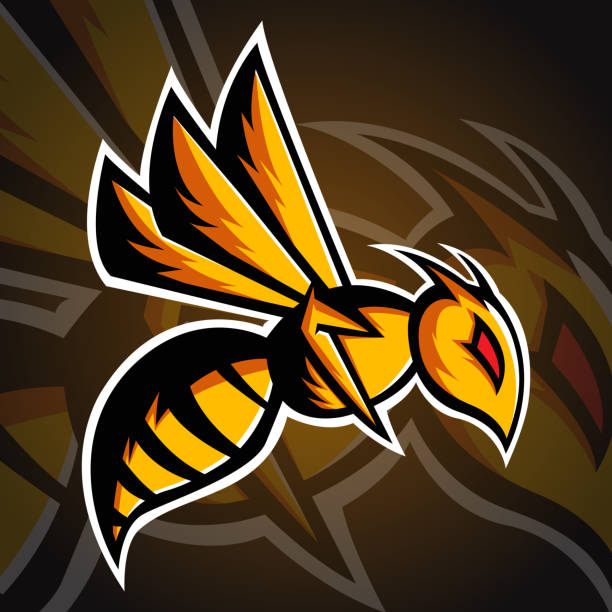 bienen-logo, bee head logo-vorlage, esport logo - faltenwespe stock-grafiken, -clipart, -cartoons und -symbole