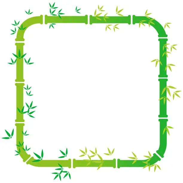 Vector illustration of Bamboo decorative frame [rounded square]