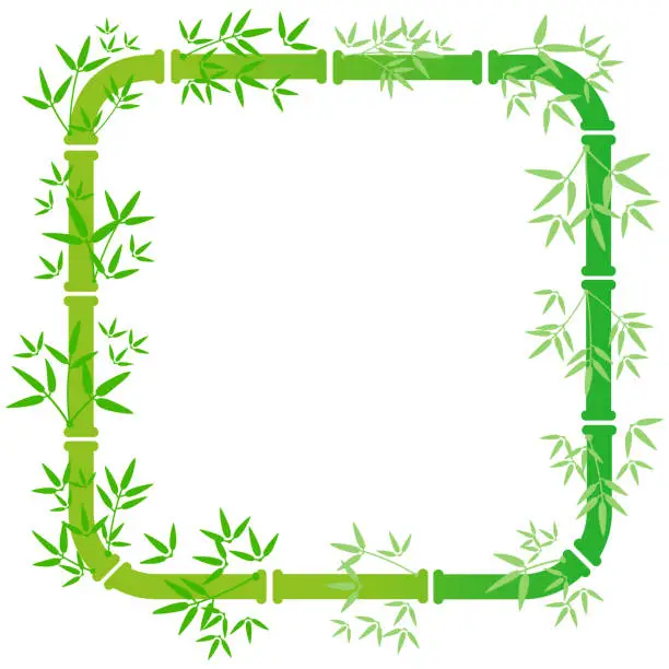 Vector illustration of Bamboo decorative frame [rounded square]