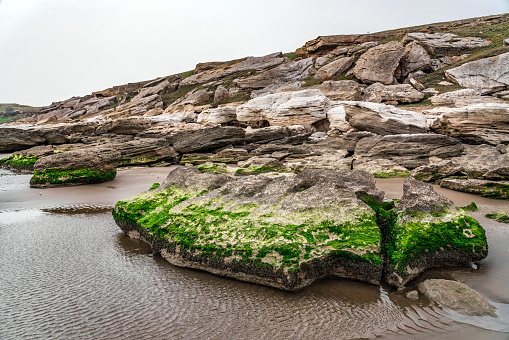 Rocky seaside with big boulders