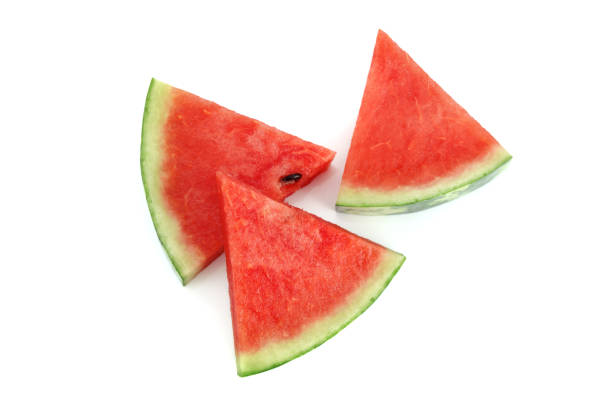 istock Sliced ripe watermelon isolated on white 1308041858
