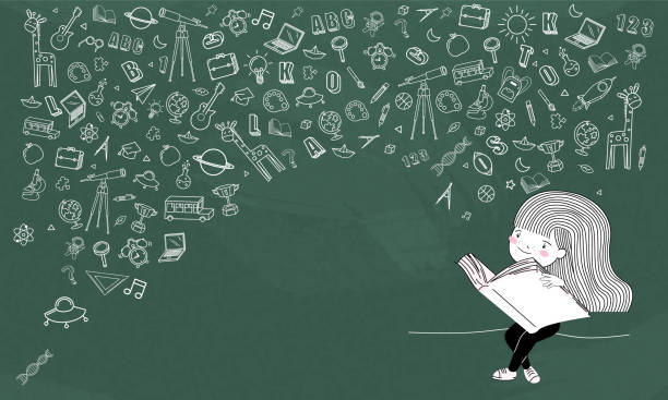 istock Cute little Student girl read a book icon back to school background design vector. 1308042116