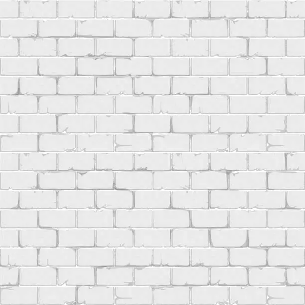 Vector illustration of White brick wall seamless background texture realistic surface