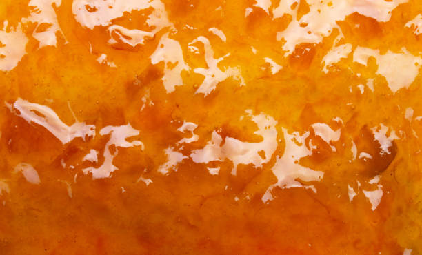 fond savoureux délicieux de texture de confiture d’orange vers le haut - gelatin dessert orange fruit marmalade photos et images de collection