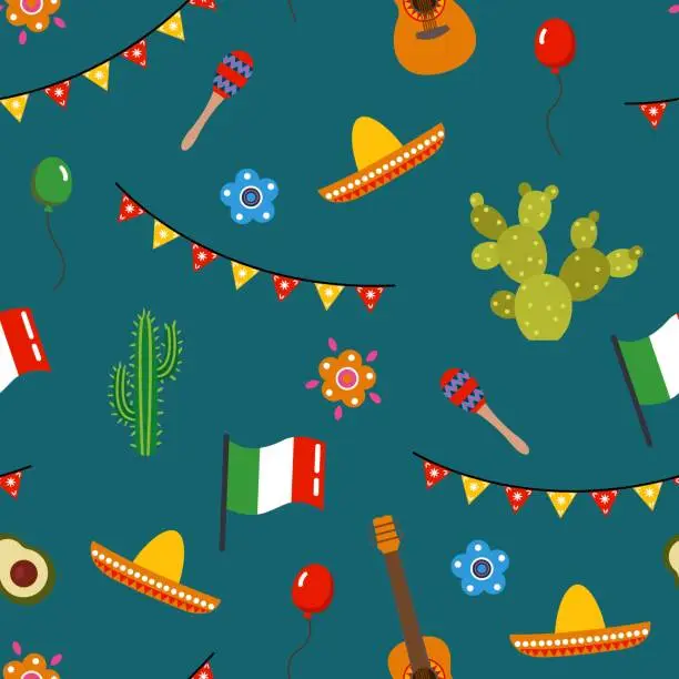 Vector illustration of Seamless pattern for the holiday Cinco de mayo.