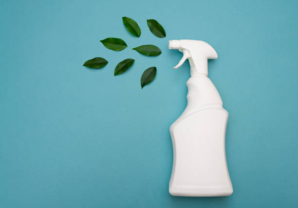 Empty white bottle mockup for cleaning and tidying up