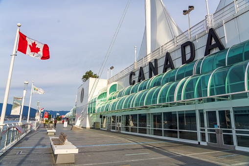 Canada Place, the cruise ship terminal and convention center. Vancouver, Canada.