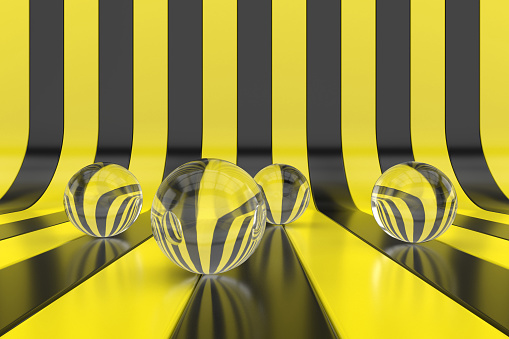 Abstract background of yellow and black stripes. 3D wallpaper design. 3D rendering.