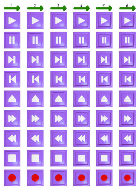 The animated media of the button of violet color. Opportunity to create smooth pressing from 6 frames (for example in gif a format)