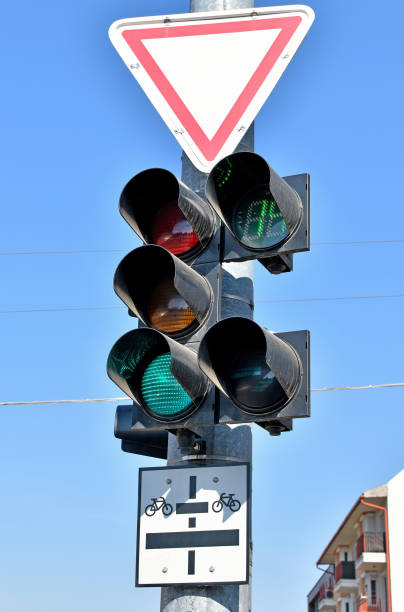 istock Traffic lights at the road crossing 1308061371