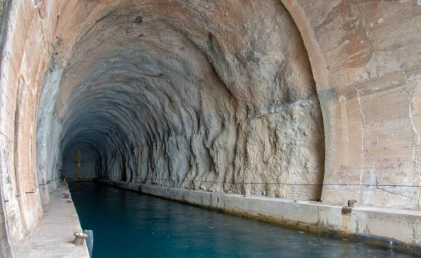 War tunnel for submarines Croatia, Dugi otok island, July 15, 2019 - War tunnel for submarines dugi otok island stock pictures, royalty-free photos & images