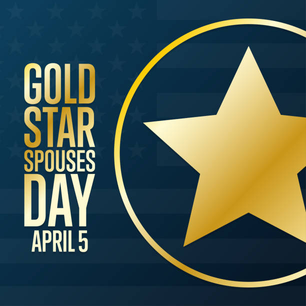 Gold Star Spouses Day. April 5. Holiday concept. Template for background, banner, card, poster with text inscription. Vector EPS10 illustration. Gold Star Spouses Day. April 5. Holiday concept. Template for background, banner, card, poster with text inscription. Vector EPS10 illustration wife stock illustrations