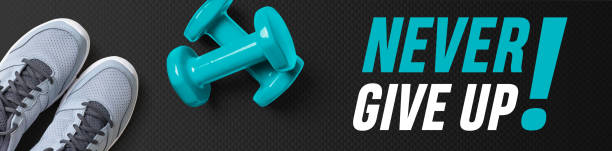istock Motivational fitness header - Never give up 1308067992