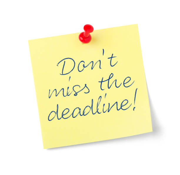 istock Yellow paper note with text  Dont miss the deadline 1308067999