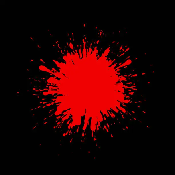 Vector illustration of Blood splash drop paint on black background