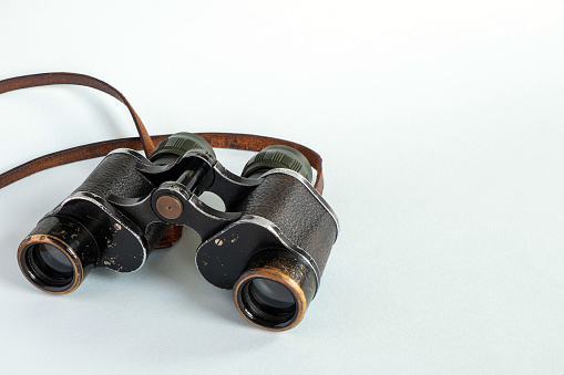 Old-fashioned binoculars, dating from the 1930s. Plenty of space for text